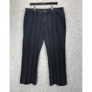 boohooMAN Jeans 36X32 Black Panel Stripe Flare Y2K Grunge Streetwear Denim Urban